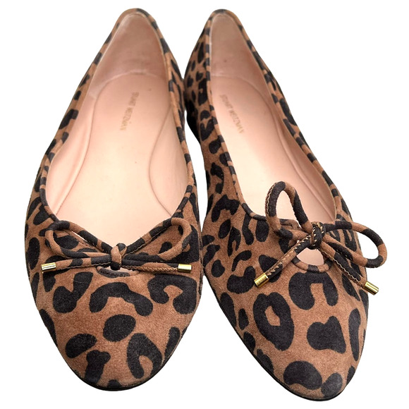 Stuart Weitzman Gabby Cheetah Print Bow Suede Ballet Flats WORN ONCE too small🥲 - Picture 3 of 8